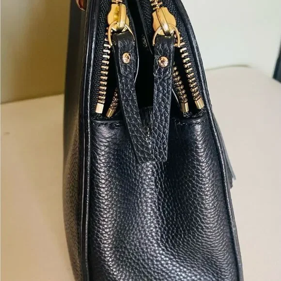 Kate Spade Black Leather Kalen Chester Street Satchel purse bag w strap EUC - Picture 4 of 9